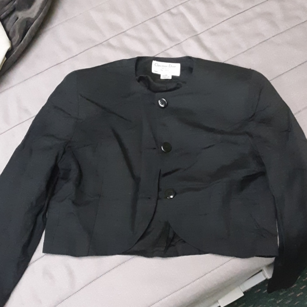 Vintage blk blazer christian dior petite size 10